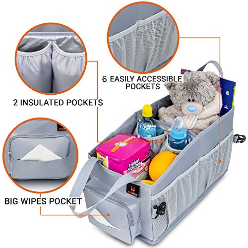 FOXBOX Car Seat and Trunk Organizer, Front or Back Seat Storage - SUV Passenger Floor, Under or Between Seats Organization, Car Gifts for Men and Women (Grey) - Image 4