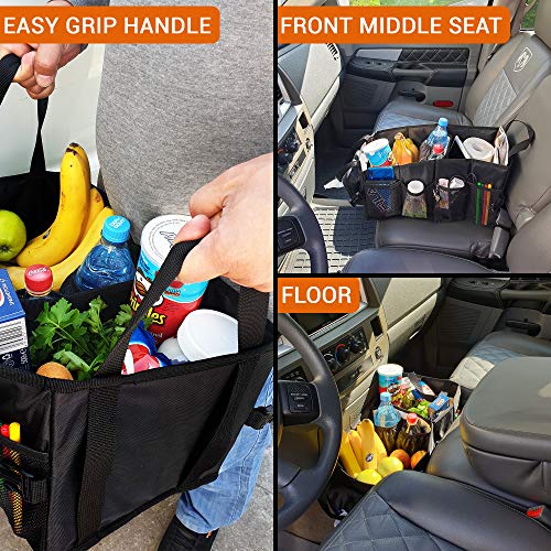 FOXBOX Car Seat and Trunk Organizer, Front or Back Seat Storage - SUV Passenger Floor, Under or Between Seats Organization, Car Gifts for Men and Women (Grey) - Image 5