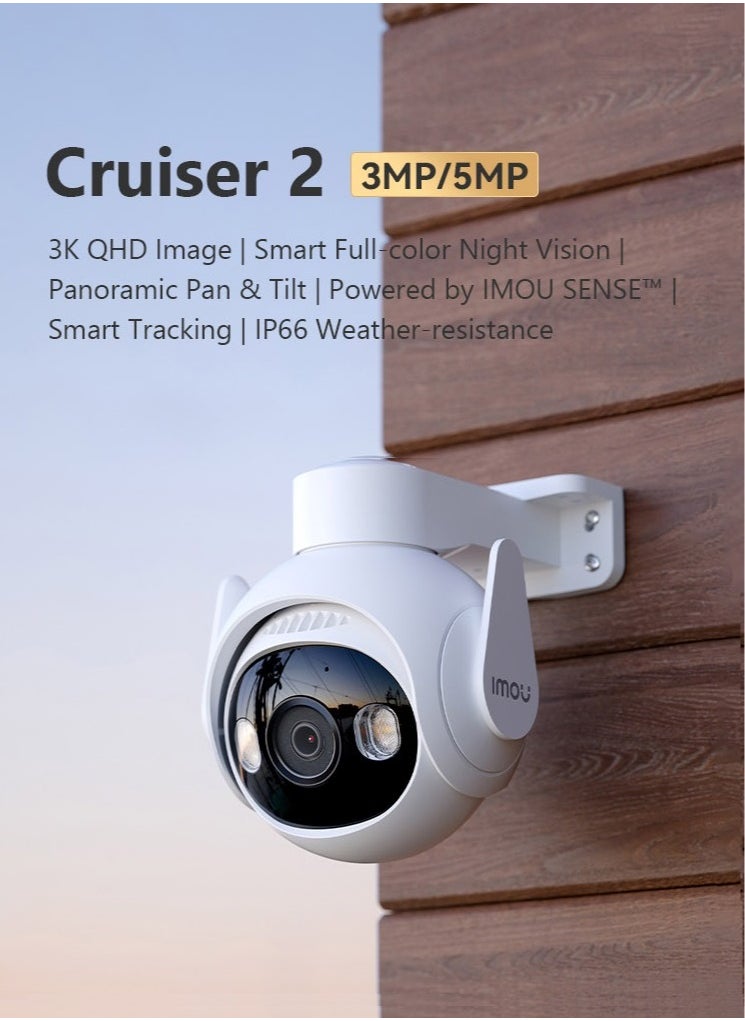 IMOU - Imou Cruiser 2 5MP Wi-Fi Outdoor Security Camera Night Vision Two Way Talk IP66 Weather resistance 3K QHD Image Smart Full color Panoramic Pan and Tilt Powered by Imou SENSE™ Smart Tracking - Image 1