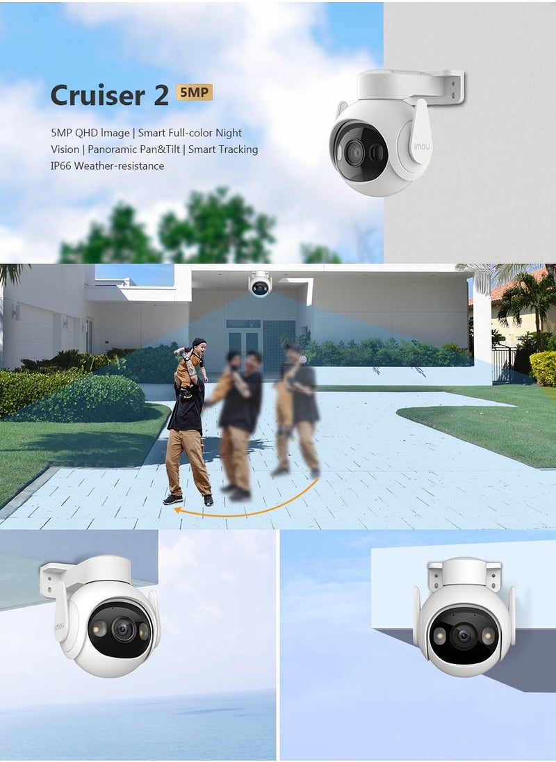 IMOU - Imou Cruiser 2 5MP Wi-Fi Outdoor Security Camera Night Vision Two Way Talk IP66 Weather resistance 3K QHD Image Smart Full color Panoramic Pan and Tilt Powered by Imou SENSE™ Smart Tracking - Image 1