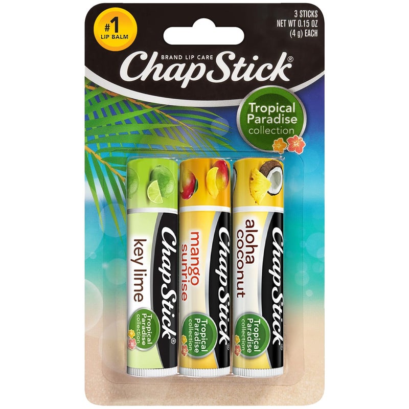 chapstick ChapStick Lip Care Set Tropical Paradise Collection 3Pack Mango Sunrise Key Lime Aloha Coconut Lip Balm 015 Oz Ea