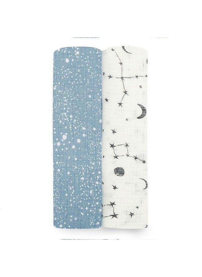 aden + anais Aden Silky Soft Swaddle Baby Blanket 100% Cotton Bamboo Muslin Large 44 X 44 Inch 2 Pack Cosmic Galaxy  - Image 1