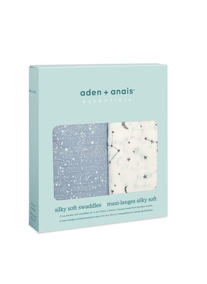 aden + anais Aden Silky Soft Swaddle Baby Blanket 100% Cotton Bamboo Muslin Large 44 X 44 Inch 2 Pack Cosmic Galaxy  - Image 4