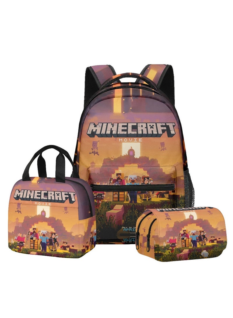 ماين كرافت حقيبة الظهر Minecraft للأطفال والفتيان - حقيبة الظهر مقاومة للماء لمدرسة الألعاب