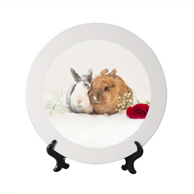 Personalized 2D Flat Bone China Decorative Plate 10 51 Inch With Custom Photo and Fade Resistant Ink Scalloped White Vintage Romantic Design Including Metal Display Stand Anniversary Holiday Gift Non Food Contact - Image 5