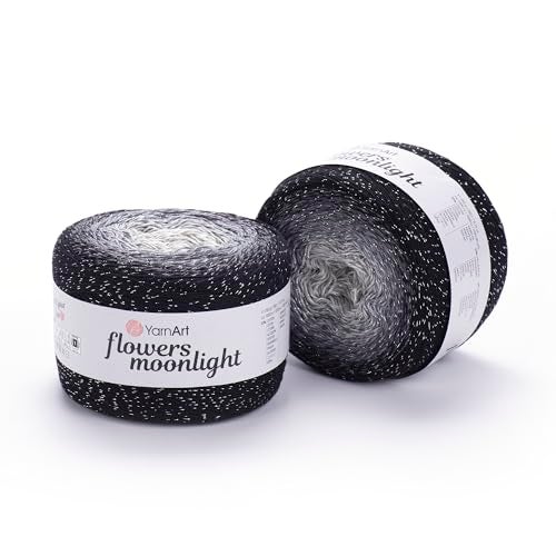 YarnArt Flowers Moonlight – Gradient Cotton Acrylic Yarn with Metallic Lurex, 9.17oz (250g), 1093 Yards – Shiny, Multicolor Cake Yarn for Crochet, Knitting, Shawls & DIY Projects (3253) - Image 1
