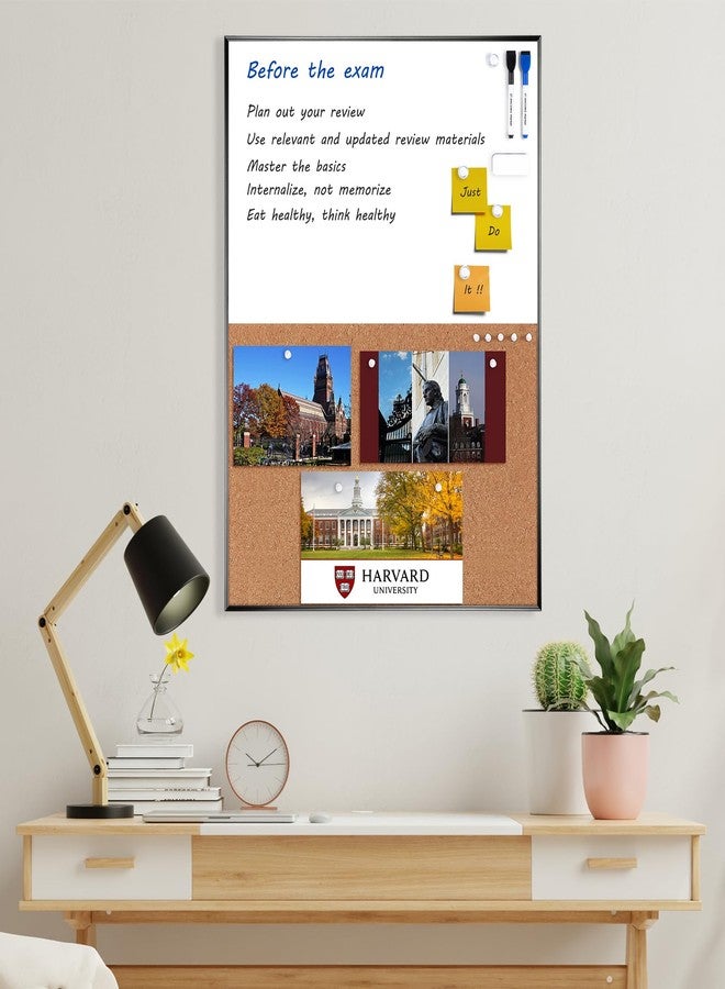 ARCOBIS Cork Board White Board Combo, 24 x 18 Inch Bulletin Board, Magnetic Dry Erase Board & Corkboard for Wall, Vision Board for Home, Office, School, Black Frame - Image 5