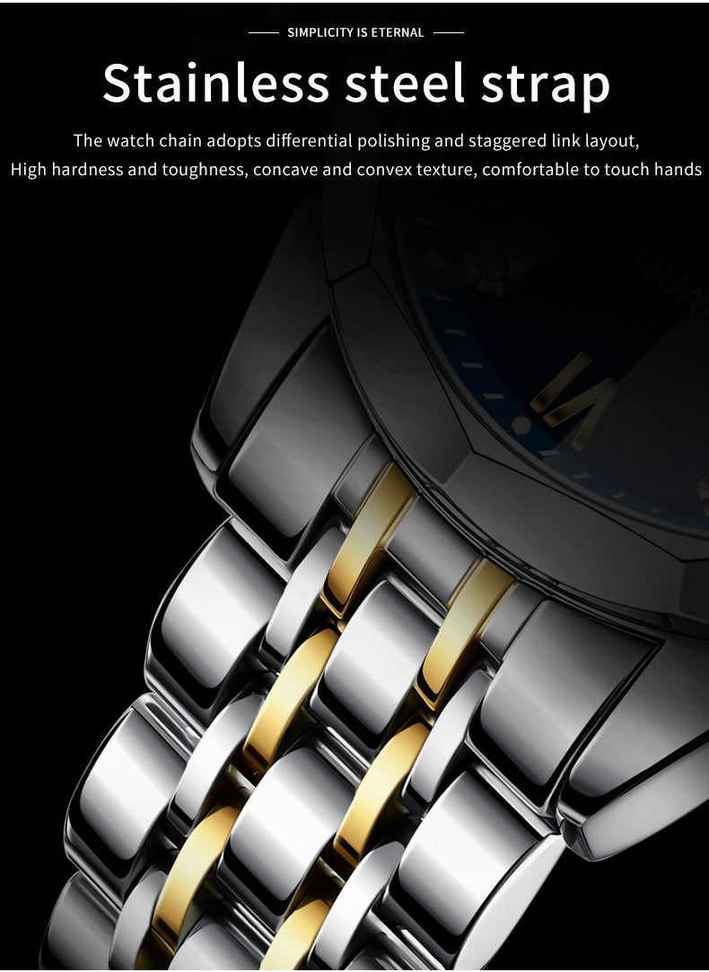 OLEVS 9931 New Business Quartz Watch for Men Dual Calendar Luxury Diamond Dial Waterproof Stainless Steel Strap Men Wristwatch
