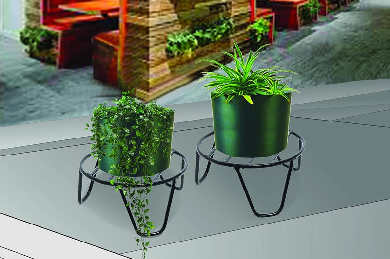 CRAFTCASTLE Elegant Iron Indoor/Outdoor Italiano Flower Pot/Plant Stand for Home Garden or Balcony Decor(Black) (2) - Image 4