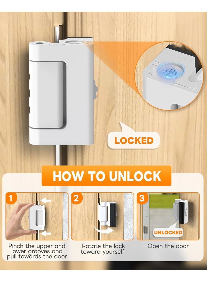 Luckam Door Reinforcement Lock, Portable Travel Safety Lock for Inward Swing Doors, No Drill Easy Install Extra Latch, Withstand 800lbs for Home Apartment Hotel Security, White 1PC - Image 4