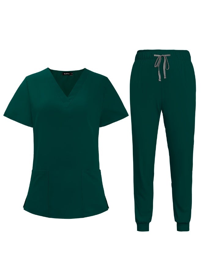 Generic Summer Doctor and Nurse Work Uniform Beauty Hospital Pet Dental Operating Room Washing Clothes Set (Green)  - Image 1