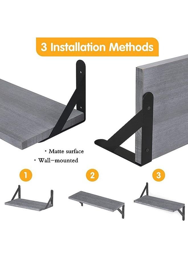 Arabest Floating Shelves, Set of 4, Gray Wood Wall Mounted Shelf for Living Room, Bathroom, Bedroom and Plants  - Image 3