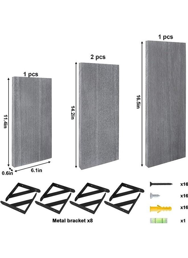 Arabest Floating Shelves, Set of 4, Gray Wood Wall Mounted Shelf for Living Room, Bathroom, Bedroom and Plants  - Image 2