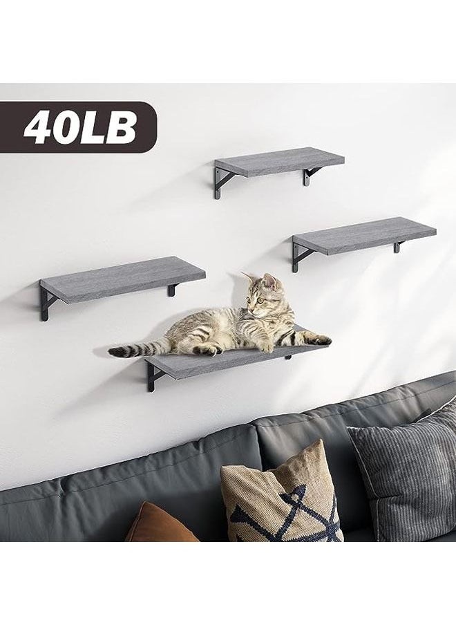 Arabest Floating Shelves, Set of 4, Gray Wood Wall Mounted Shelf for Living Room, Bathroom, Bedroom and Plants  - Image 4