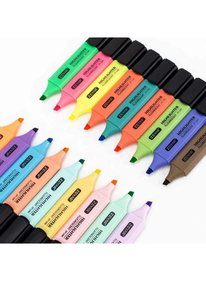 Highlighter, Chisel Tip Marker Pen, AP Certified, Assorted Colors, Water Based, Quick Dry (18 Colors)