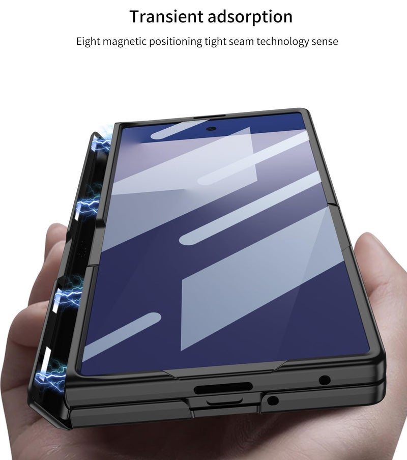 Midkart Magnetic Hinge Protection Cover Compatible with Samsung Galaxy Z Fold 7 Release 2025 Adjustable Kickstand with Front Glass Case 360-degree Protection, Blue - Image 4