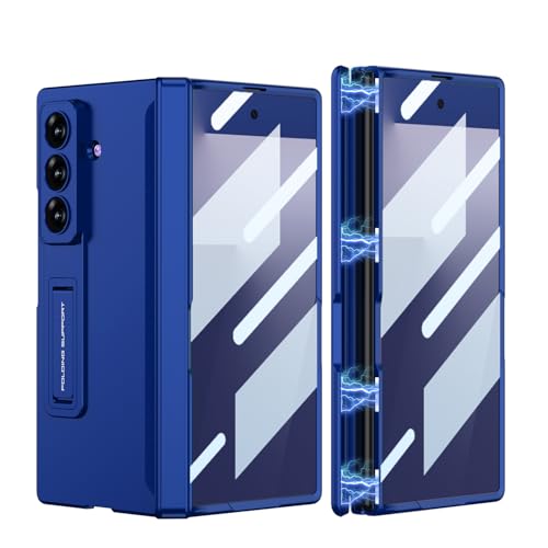 Midkart Magnetic Hinge Protection Cover Compatible with Samsung Galaxy Z Fold 7 Release 2025 Adjustable Kickstand with Front Glass Case 360-degree Protection, Blue - Image 1