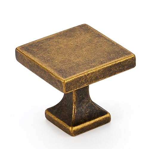 HomeExpert Home Expert 25 Pack Cabinet Knobs Antique Brass Kitchen Cabinet Knobs Hardware for Dresser Drawers Kitchen Hardware Square Drawer Pulls - Image 1