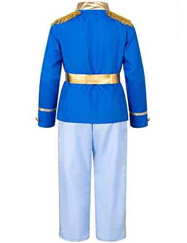 TOGROP Prince Charming Costume for Kids Boys Royal Prince King Outfit Party Cosplay 11-13 Years Blue - Image 4