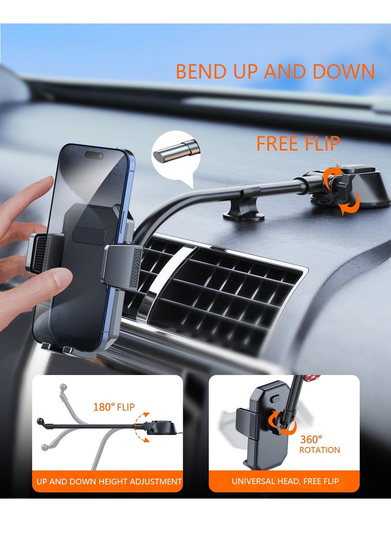 هوديوس حامل هاتف للسيارة بقاعدة شفط عالمية للوحة القيادة والزجاج الأمامي للسيارة مع حامل هاتف قوي مقاوم للحرارة متوافق مع iPhone 16 15 14 أسود - Image 2