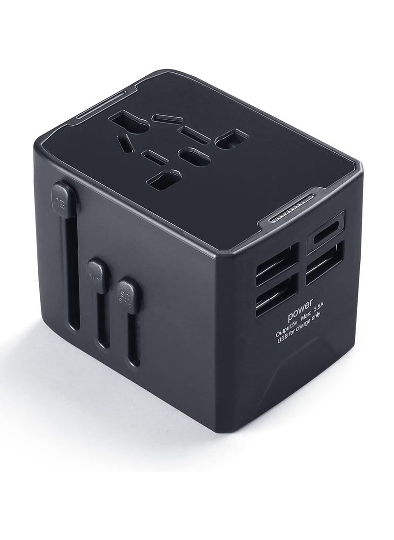 Baytion Universal Travel Adapter Wall Charger AC Plug Adapter with 5.6A Smart Power and 3.0A USB Type-C,Worldwide All in One Power Adapter for USA EU UK AU(Black)  - Image 1