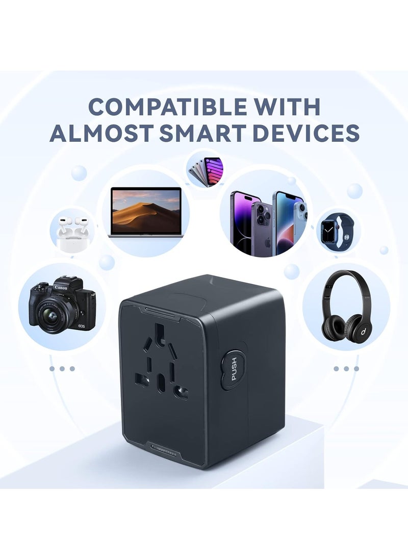 Baytion Universal Travel Adapter Wall Charger AC Plug Adapter with 5.6A Smart Power and 3.0A USB Type-C,Worldwide All in One Power Adapter for USA EU UK AU(Black)  - Image 4