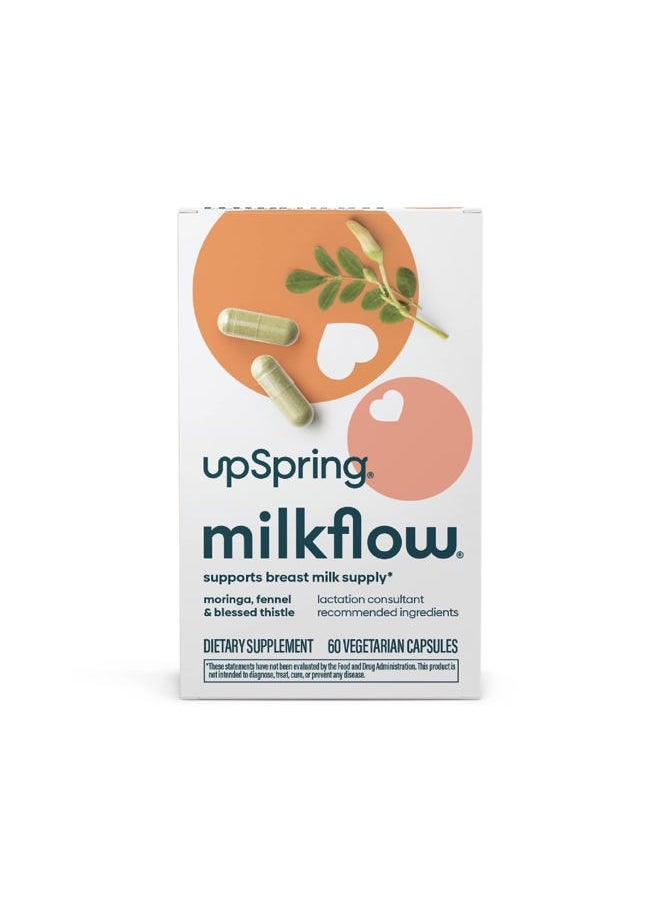 UpSpring - Milkflow Breastfeeding Supplement Capsules with Moringa & Blessed Thistle | Fenugreek-Free | Lactation Supplement to Support Breast Milk Supply | 60 Capsules - Image 1