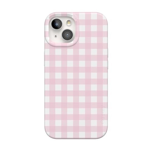 Casely iPhone 15 Case | Pink Plaid | Sunday Best | Compatible with MagSafe | Classic Ultra Slim Design - Image 1