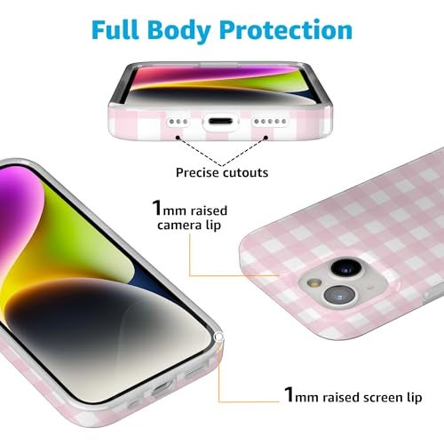 Casely iPhone 15 Case | Pink Plaid | Sunday Best | Compatible with MagSafe | Classic Ultra Slim Design - Image 3