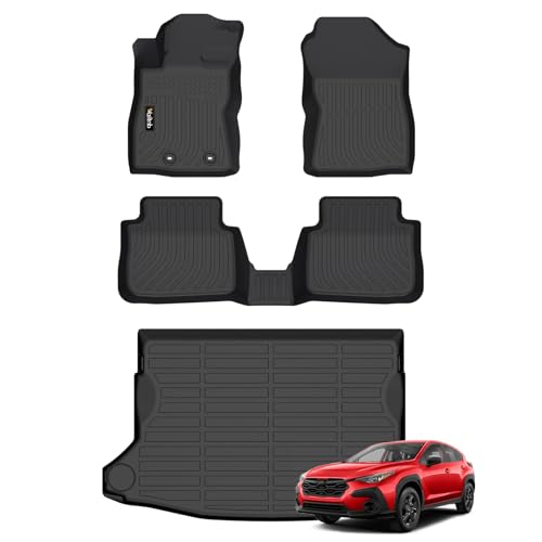 Wailtnb All-Weather Car Floor Mats & Cargo Liner Set Custom for Subaru Crosstrek 2024,TPE Rubber Trunk Floor Mat Interior Accessories - Black - Image 1