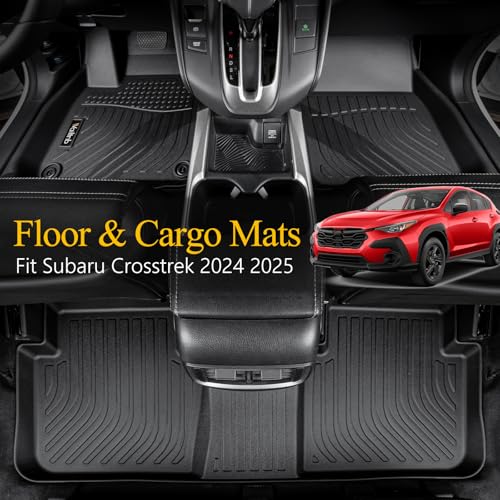 Wailtnb All-Weather Car Floor Mats & Cargo Liner Set Custom for Subaru Crosstrek 2024,TPE Rubber Trunk Floor Mat Interior Accessories - Black - Image 2