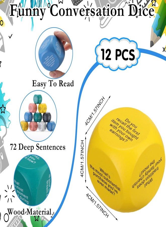 Hanaive 12 Pcs Conversation Dice Ice Breaking Team Games Ice Breaking Dice Game for Adults Team Building Work Office - Image 3