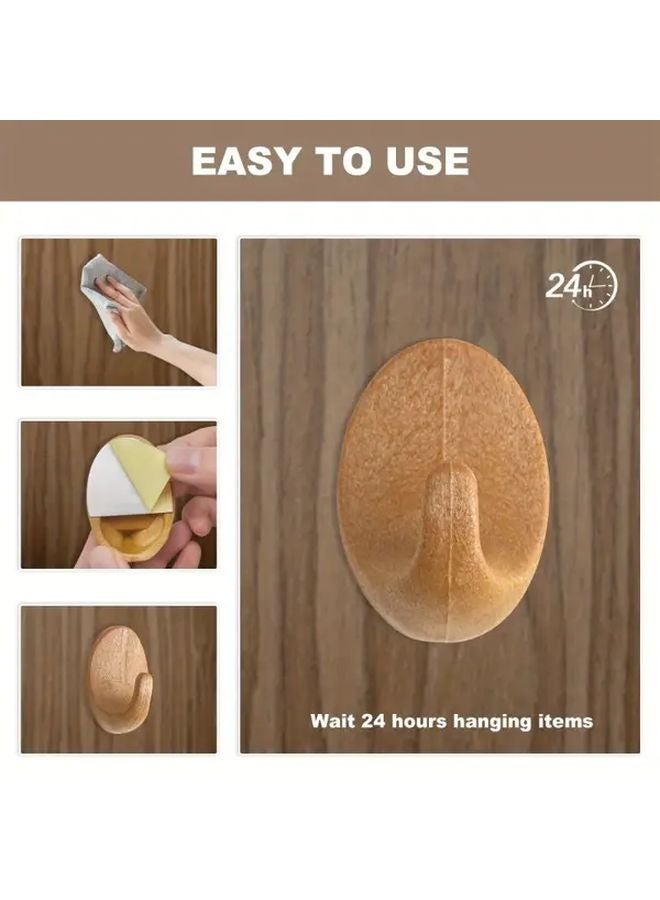 3pcs Square Wooden Adhesive Wall Hooks No Drill Key Coat Hanger For Home Decor - Image 3