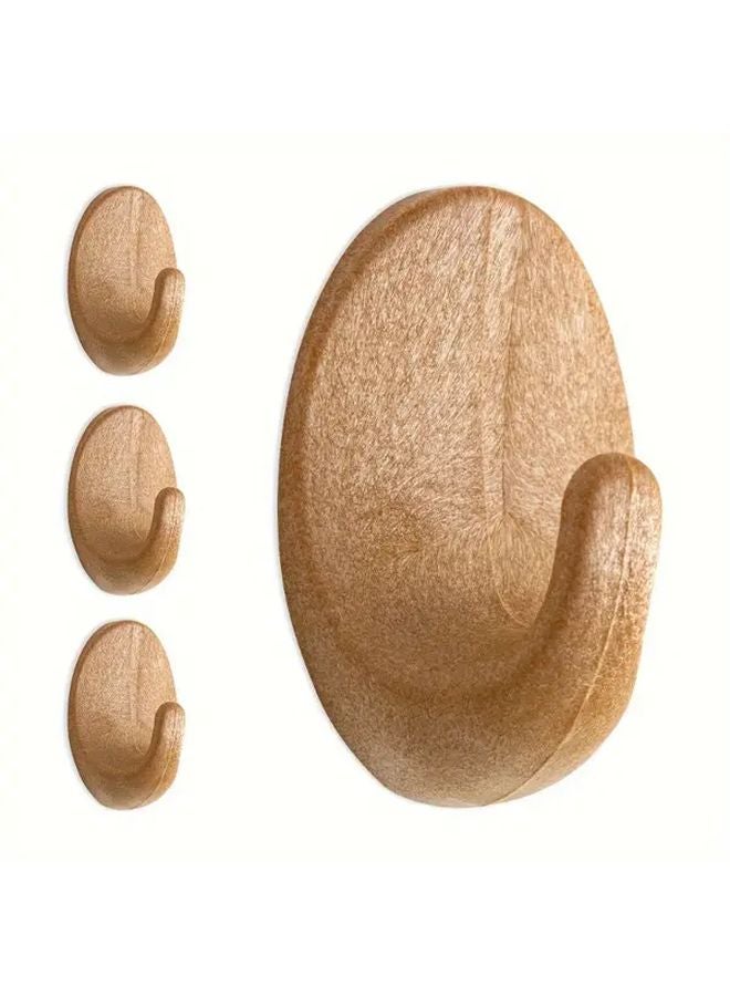 3pcs Square Wooden Adhesive Wall Hooks No Drill Key Coat Hanger For Home Decor - Image 2