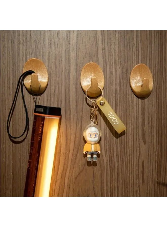 3pcs Square Wooden Adhesive Wall Hooks No Drill Key Coat Hanger For Home Decor - Image 4