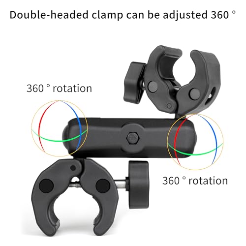 SOONSUN Double Super Clamp Camera Mount, Umbrella Clamp for Chair, Desk, Stroller, Wagons, Tripod, Pole, Light Stand, Cross Bar, Golf Cart, Motorcycle, Boom Stand, with 360° Magic Arm for Photography - Image 3
