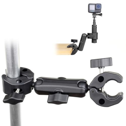 SOONSUN Double Super Clamp Camera Mount, Umbrella Clamp for Chair, Desk, Stroller, Wagons, Tripod, Pole, Light Stand, Cross Bar, Golf Cart, Motorcycle, Boom Stand, with 360° Magic Arm for Photography - Image 1