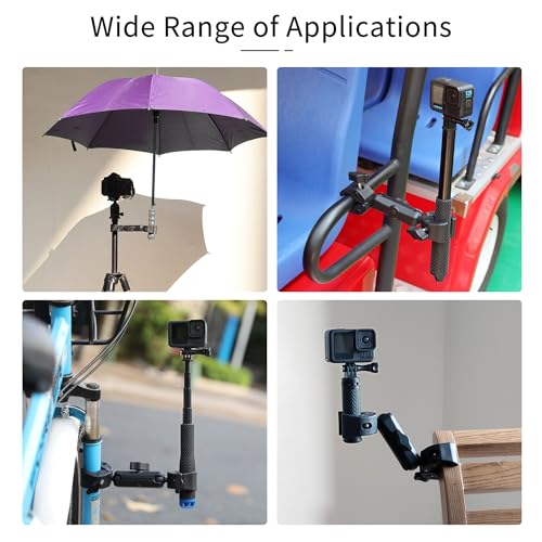 SOONSUN Double Super Clamp Camera Mount, Umbrella Clamp for Chair, Desk, Stroller, Wagons, Tripod, Pole, Light Stand, Cross Bar, Golf Cart, Motorcycle, Boom Stand, with 360° Magic Arm for Photography - Image 5