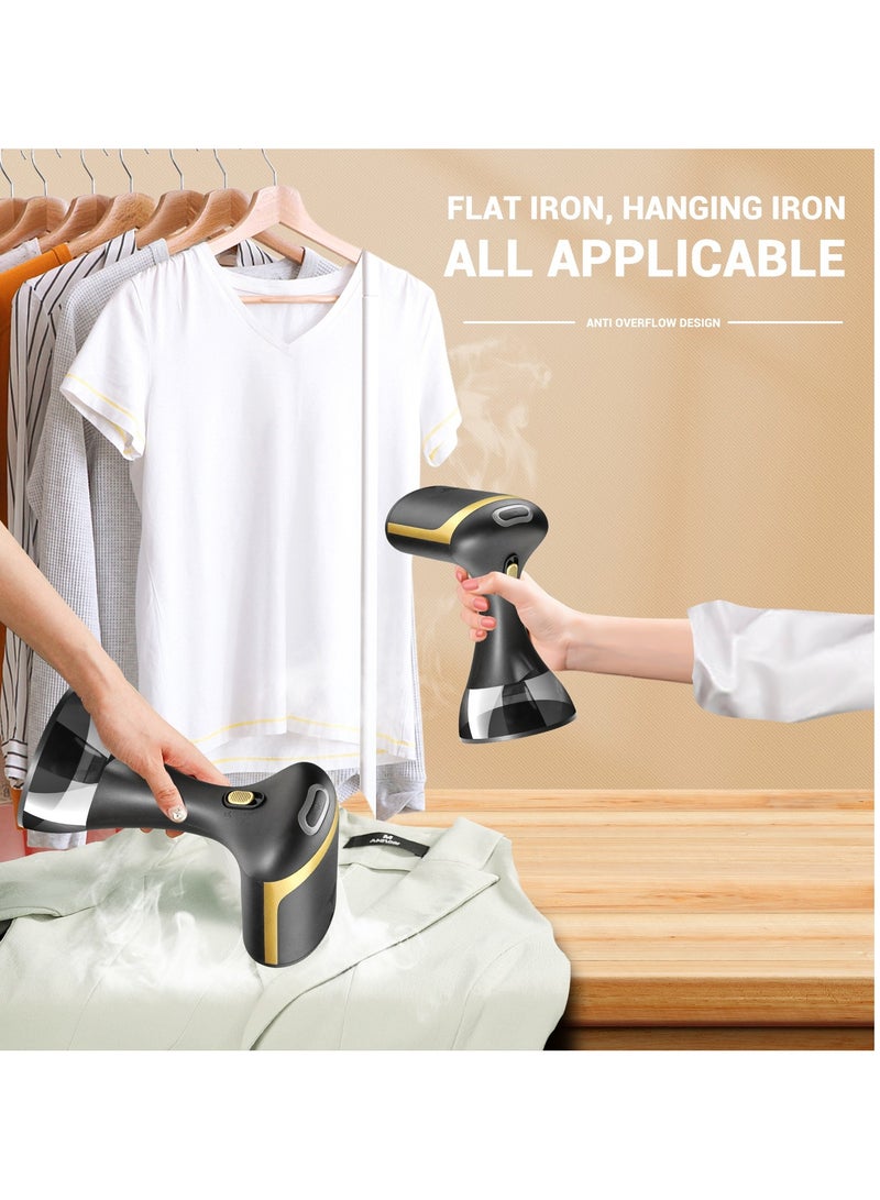 Portable Handheld Garment and Fabric Steamer (Black) 1500 Watts, 350ml Large Water Tank, Quick Heat, for Travelling,home,Clothing Iron, with Lint Brush, and Steam Nozzle  - Image 3