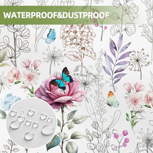 Kuyuayee Spring Summer Flowers Shower Curtain 72x72 Inch Floral Shower Curtains for Bathroom with Hooks Spring Summer Seasonal Bathroom Home Bath Decor Waterproof Fabric - Image 3