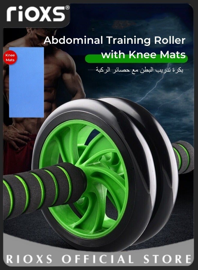 ريوكس بكرة تدريب البطن مع حصائر الركبة عجلة مزدوجة البطن آلة اللياقة البدنية كتم الأسطوانة للرجال والنساء معدات تمارين البطن للصالة الرياضية المنزلية - Image 1