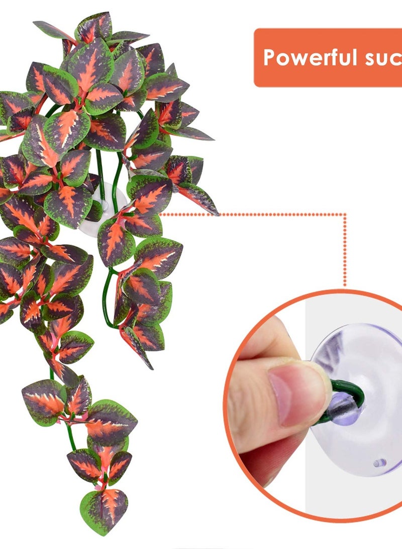 Excefore Reptile Plants, Vibrant Hanging Amphibian Plants with Suction Cup for Snake, Bearded Dragons, Toads, Hermit Crab Tanks , Perfect Habitat Decorations for Your Pet Reptiles - Image 3