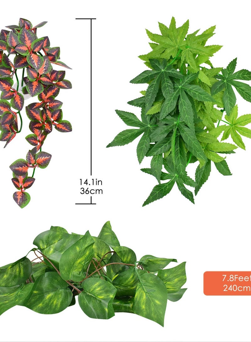 Excefore Reptile Plants, Vibrant Hanging Amphibian Plants with Suction Cup for Snake, Bearded Dragons, Toads, Hermit Crab Tanks , Perfect Habitat Decorations for Your Pet Reptiles - Image 2