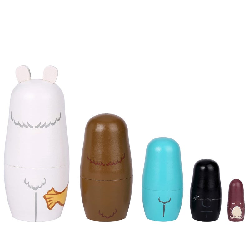 Yoption 5 Pcs Russian Nesting Dolls, Handmade Wooden Cute Bear Matryoshka Dolls Set for Christmas Birthday Wishing Gift (Bear Series) - Image 3