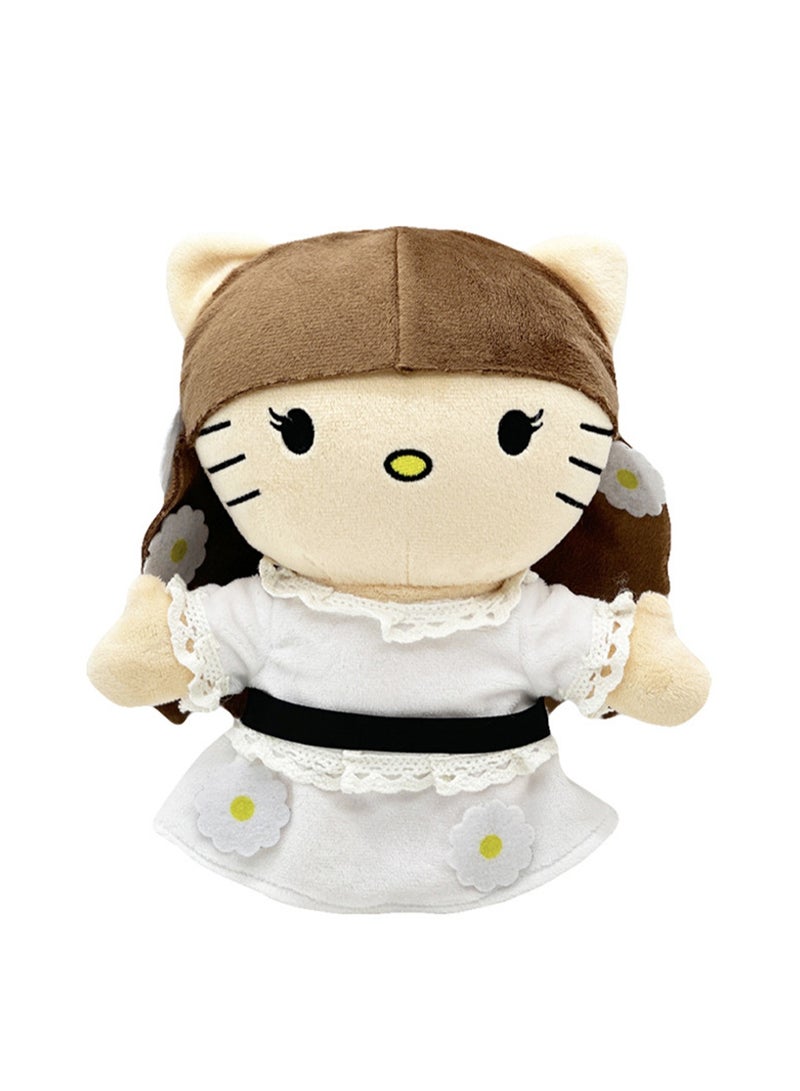 Children's Toy Kitten Series Plush Doll Doll (White Skirt Brown Hair)  - Image 1