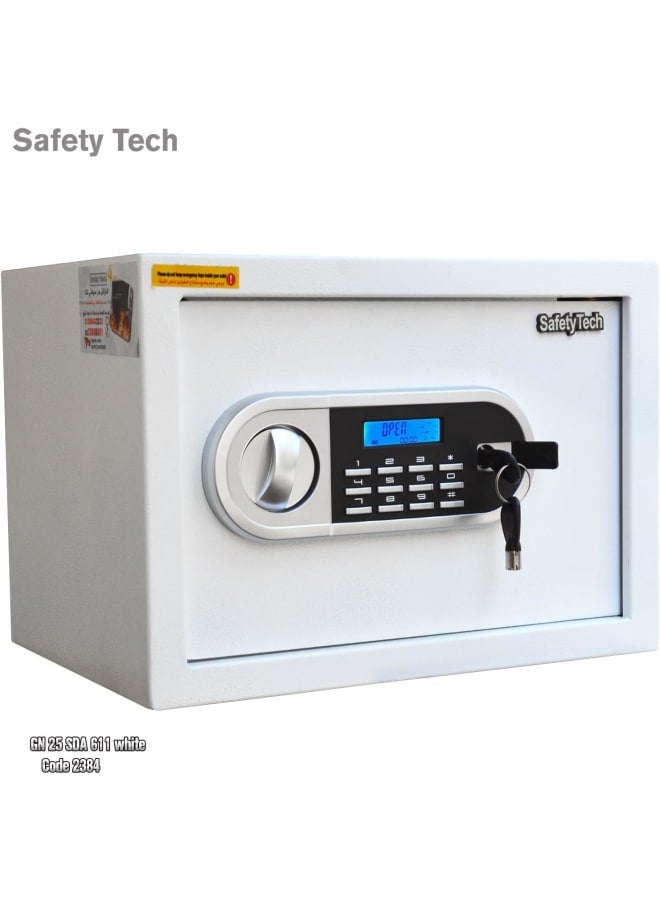 سيفتي تيك خزنة أمان رقمية من Safety Tech - نظام إنذار مبكر ورقمي - مفتاحان للطوارئ - أمان مزدوج - حامل لخمسة مفاتيح - 25 × 35 × 25 سم - ضمان 5 سنوات - GN25 SDA أبيض - Image 5