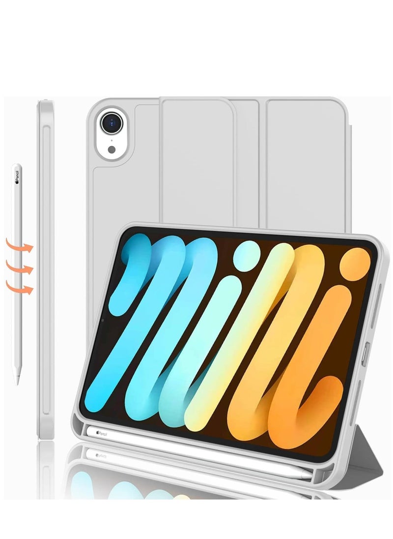 ELTRAZONE NEW Smart Case with Pencil Holder for iPad Mini 6 – Trifold Stand, Soft TPU Back, Auto Wake/Sleep, Dust Proof, Anti-Fingerprint, Heavy Duty Protection – Stylish & Durable Case for iPad Mini 6 - Image 1