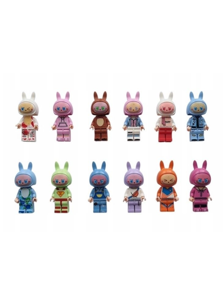 Premium Labubu Building Block Figures Set – 12 PCS Cute Doll Series, Bunny Character Construction Toys, Creative Learning Blocks for Kids Ages 3+, Saudi Kids Gift Toy - Image 1