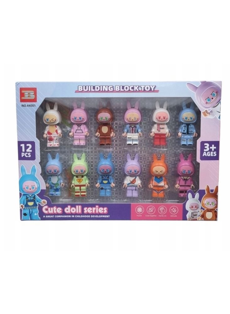 Premium Labubu Building Block Figures Set – 12 PCS Cute Doll Series, Bunny Character Construction Toys, Creative Learning Blocks for Kids Ages 3+, Saudi Kids Gift Toy - Image 2