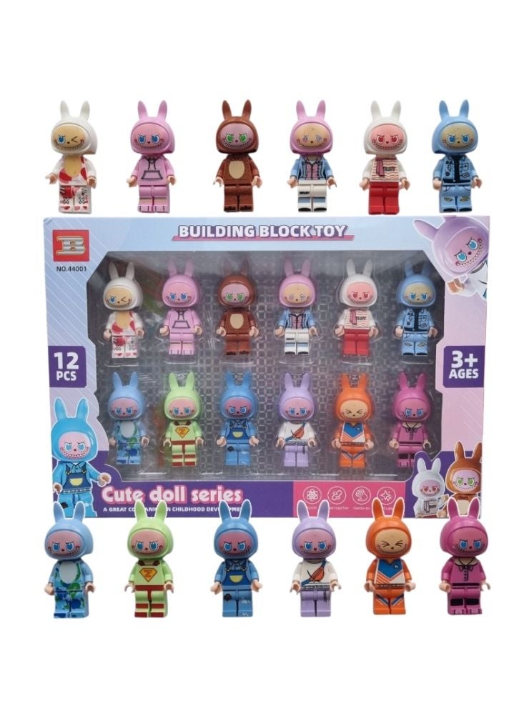 Premium Labubu Building Block Figures Set – 12 PCS Cute Doll Series, Bunny Character Construction Toys, Creative Learning Blocks for Kids Ages 3+, Saudi Kids Gift Toy - Image 4